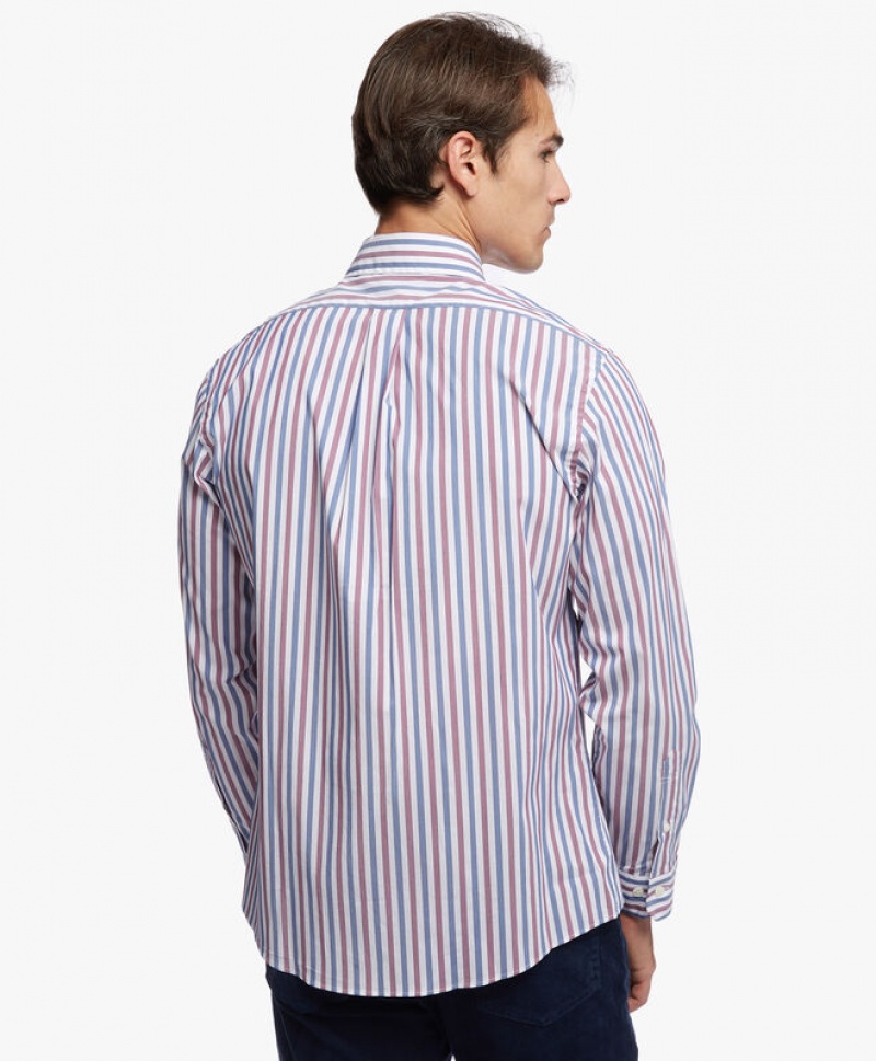 Light Blue / Red Brooks Brothers Regent Regular-fit, BrooksStretch Performance Series Men Shirts | XLZ-024935