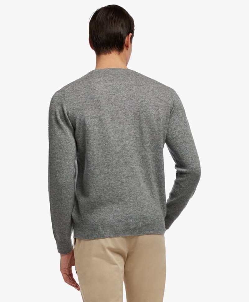 Light Grey Brooks Brothers Cashmere Crew-Neck Men Sweaters | FIR-186904