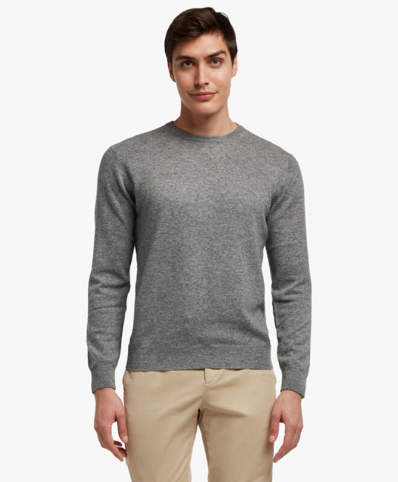 Light Grey Brooks Brothers Cashmere Crew-Neck Men Sweaters | FIR-186904