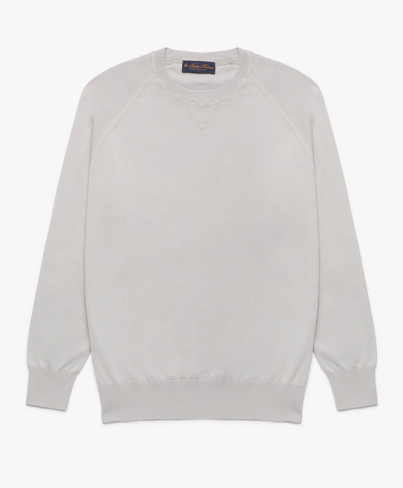 Light Grey Brooks Brothers Cotton Men Sweatshirts | WEI-963245