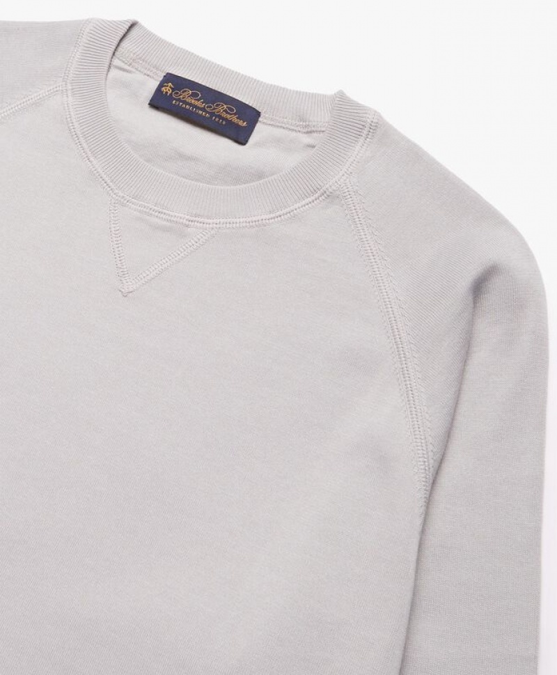 Light Grey Brooks Brothers Cotton Men Sweatshirts | WEI-963245