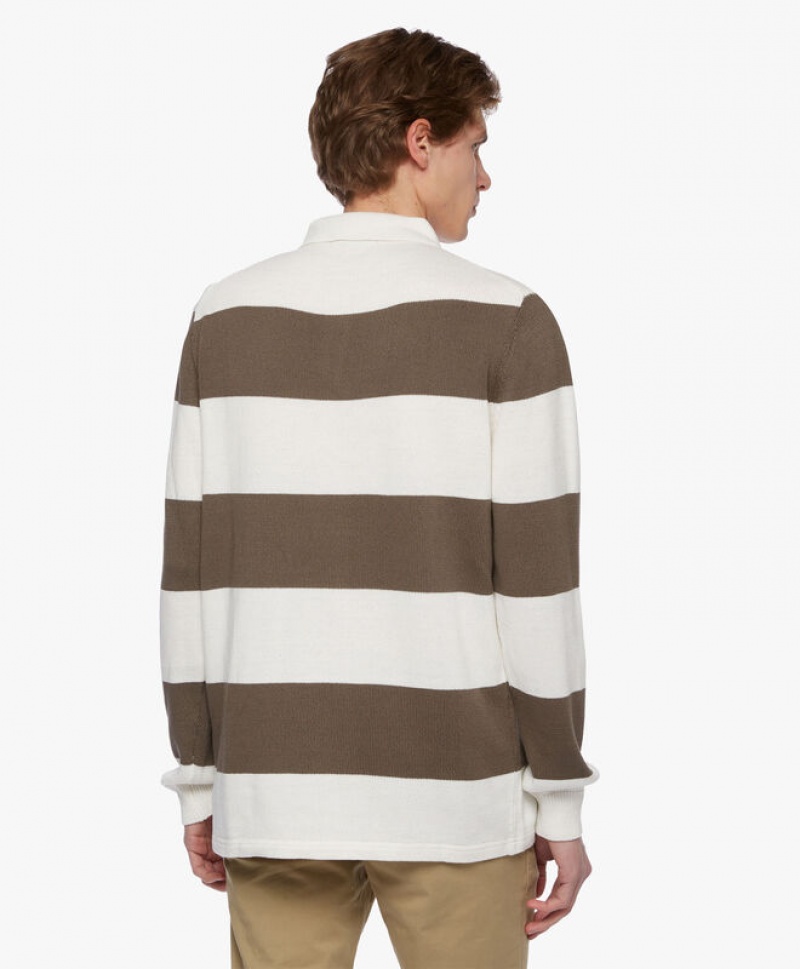 Light Grey Brooks Brothers Striped Cotton Men Sweaters | LHV-597263