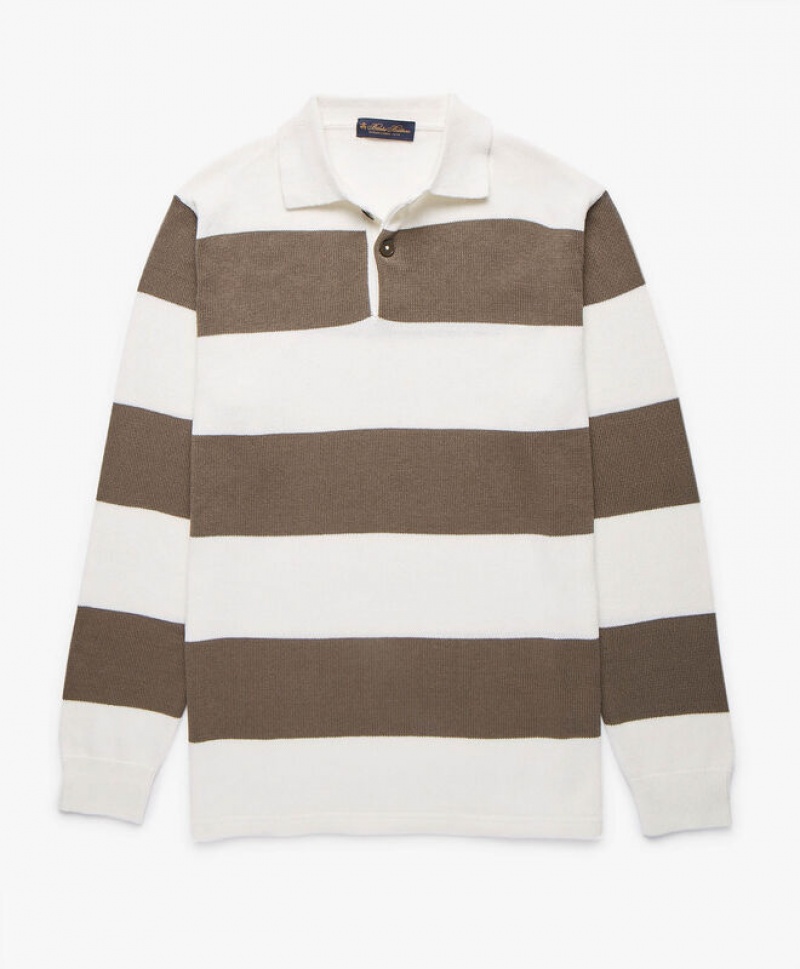 Light Grey Brooks Brothers Striped Cotton Men Sweaters | LHV-597263