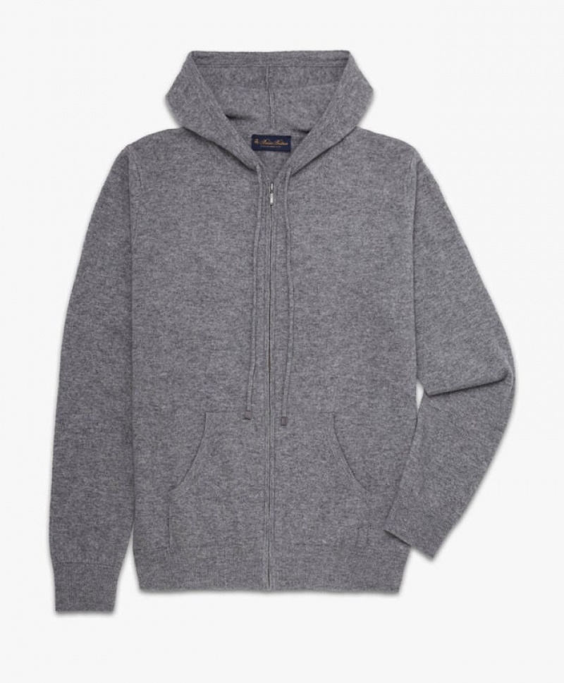 Light Grey Brooks Brothers Wool and Cashmere Men Hoodie | ZSH-134528