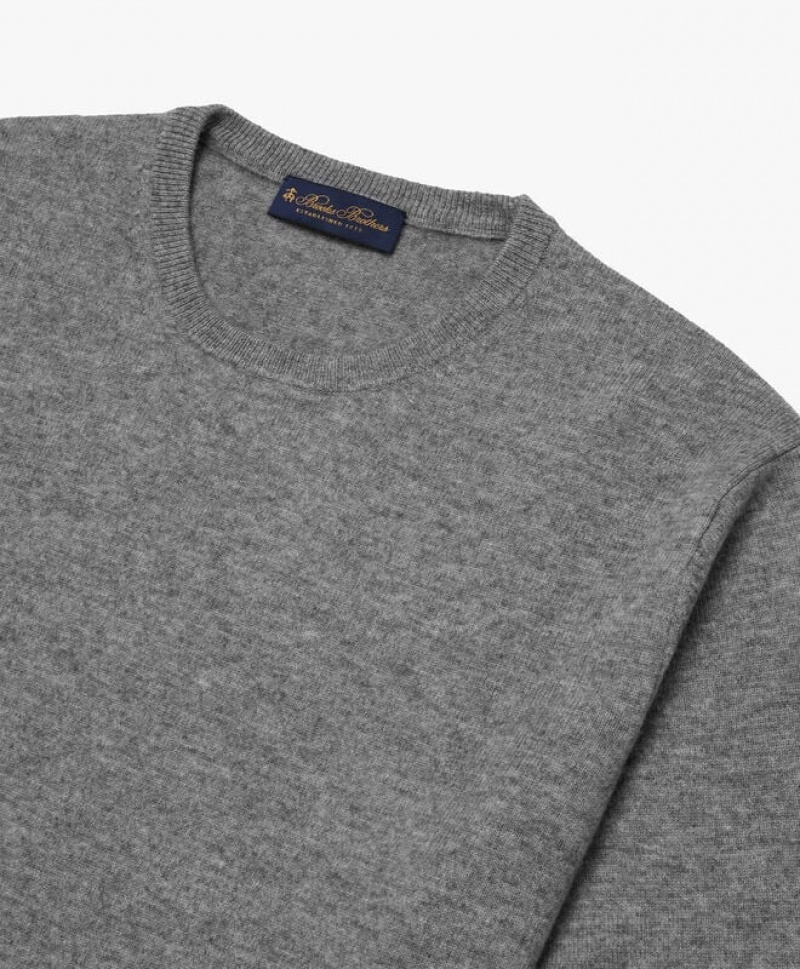 Light Grey Brooks Brothers Wool and Cashmere Crew-Neck Men Sweaters | SRE-893210