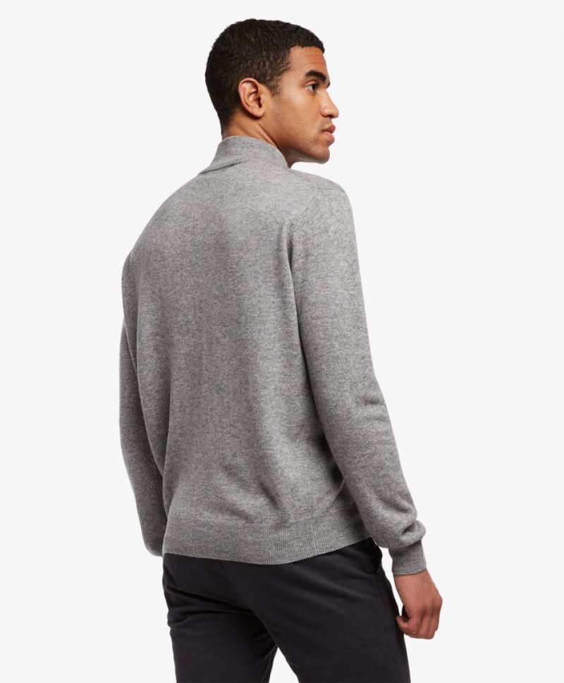 Light Grey Brooks Brothers Wool and Cashmere Half-Zip Men Sweaters | SPG-860421