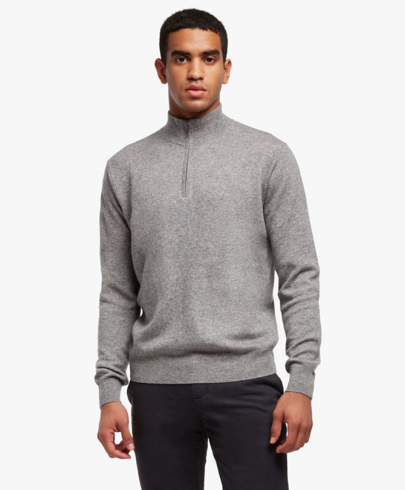 Light Grey Brooks Brothers Wool and Cashmere Half-Zip Men Sweaters | SPG-860421