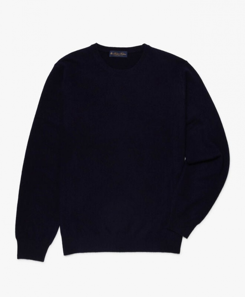 Navy Brooks Brothers Cashmere Crew-Neck Men Sweaters | NZK-046259