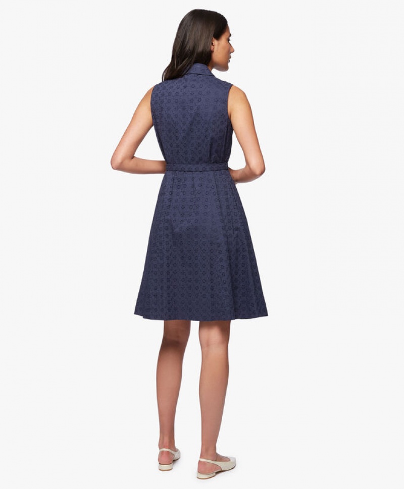 Navy Brooks Brothers Classic Cotton Women Dresses | RWH-097861