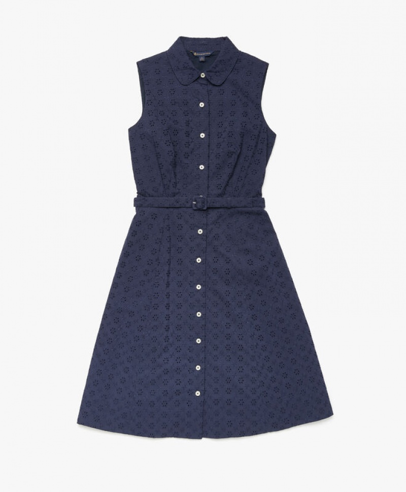 Navy Brooks Brothers Classic Cotton Women Dresses | RWH-097861