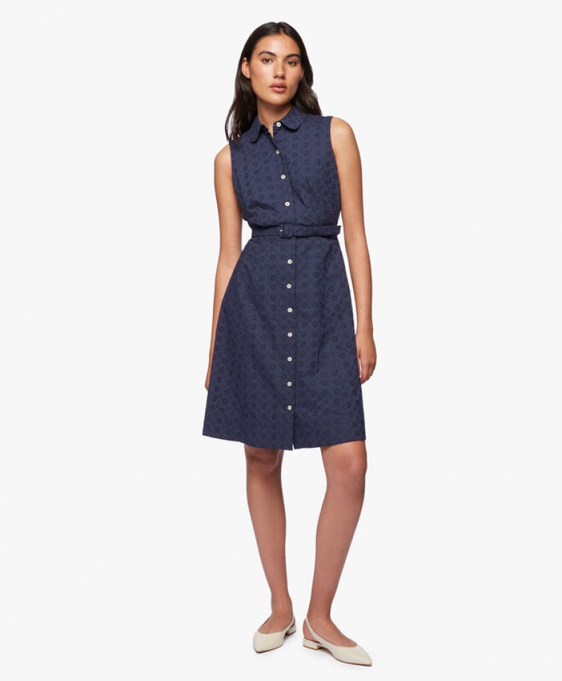 Navy Brooks Brothers Classic Cotton Women Dresses | RWH-097861