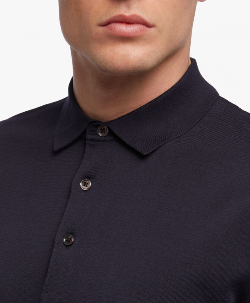 Navy Brooks Brothers Cotton Men Polo | DFI-483702