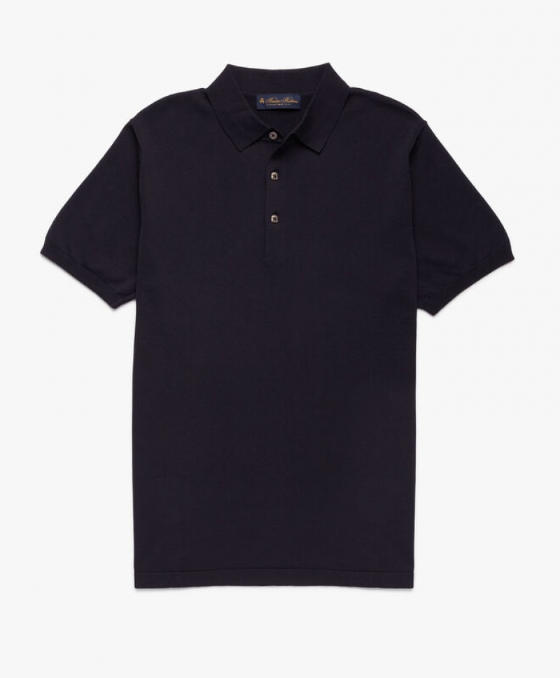 Navy Brooks Brothers Cotton Men Polo | DFI-483702