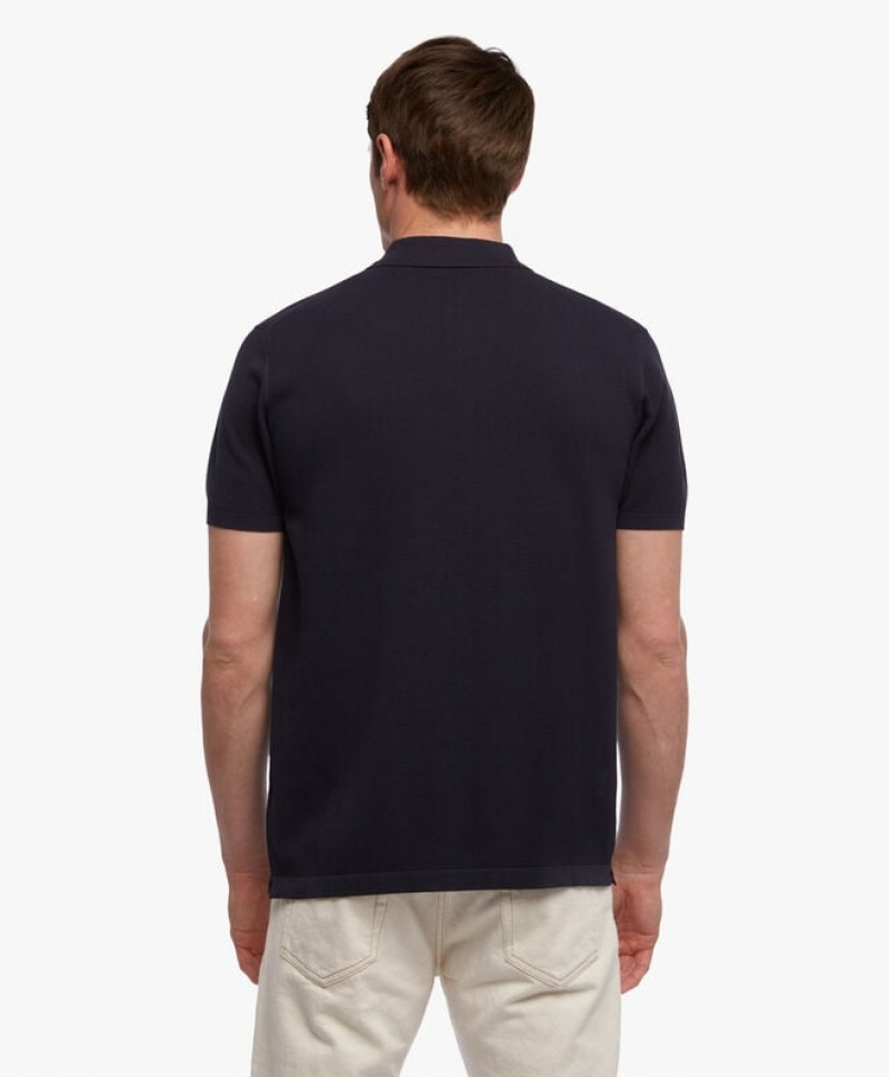 Navy Brooks Brothers Cotton Men Polo | RWT-315970