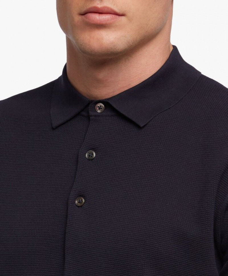 Navy Brooks Brothers Cotton Men Polo | RWT-315970