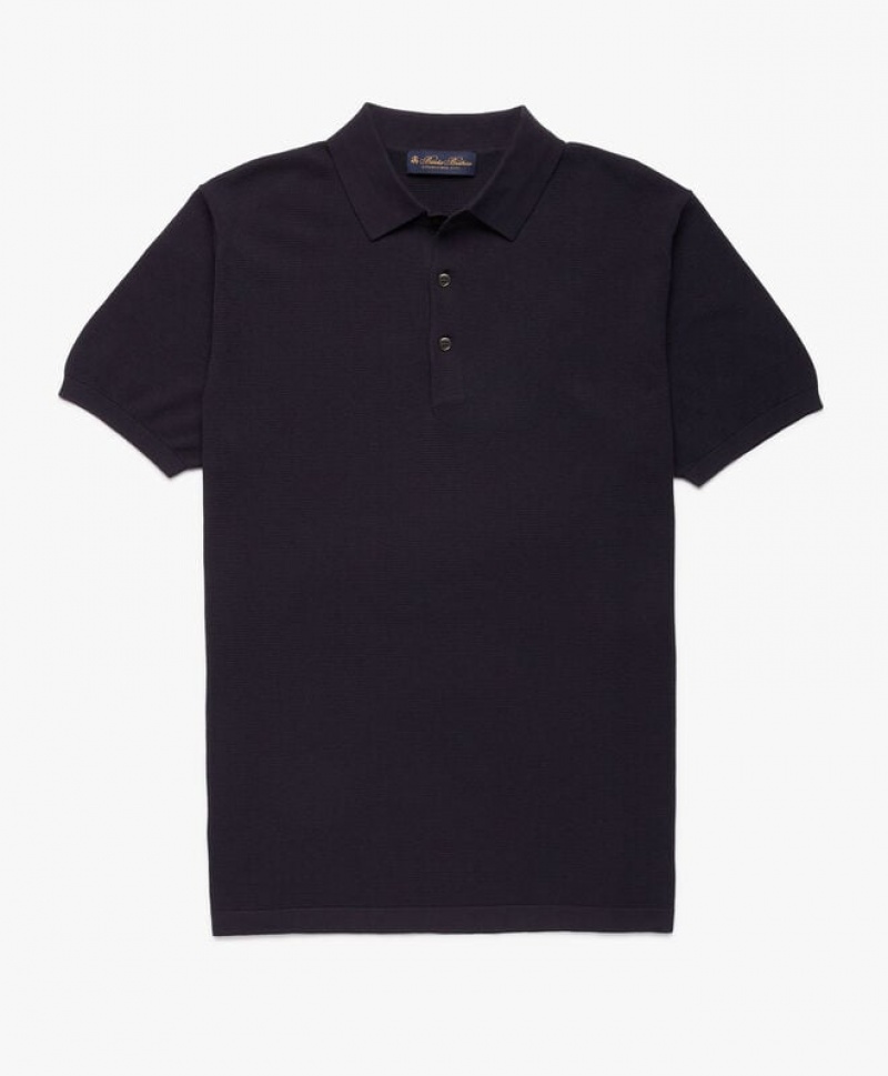 Navy Brooks Brothers Cotton Men Polo | RWT-315970