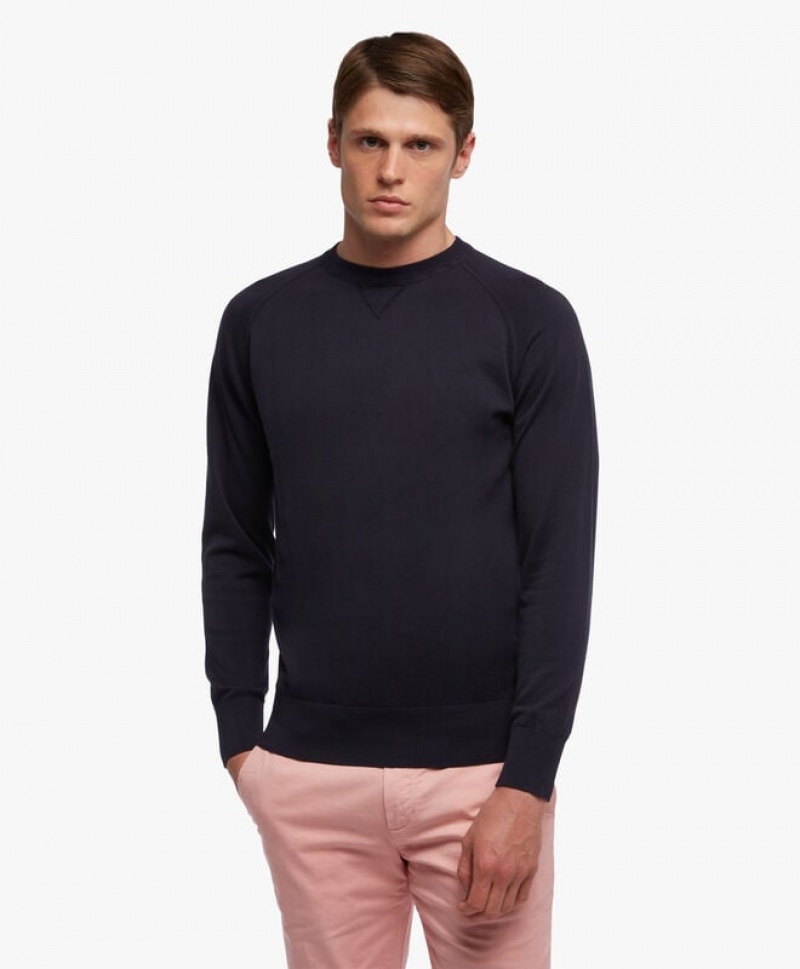 Navy Brooks Brothers Cotton Men Sweatshirts | VAC-704259