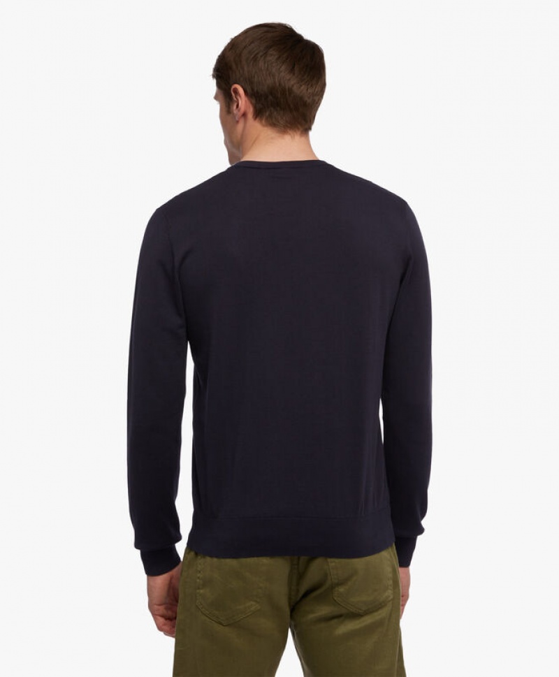 Navy Brooks Brothers Cotton V-Neck Men Sweaters | CVP-043619