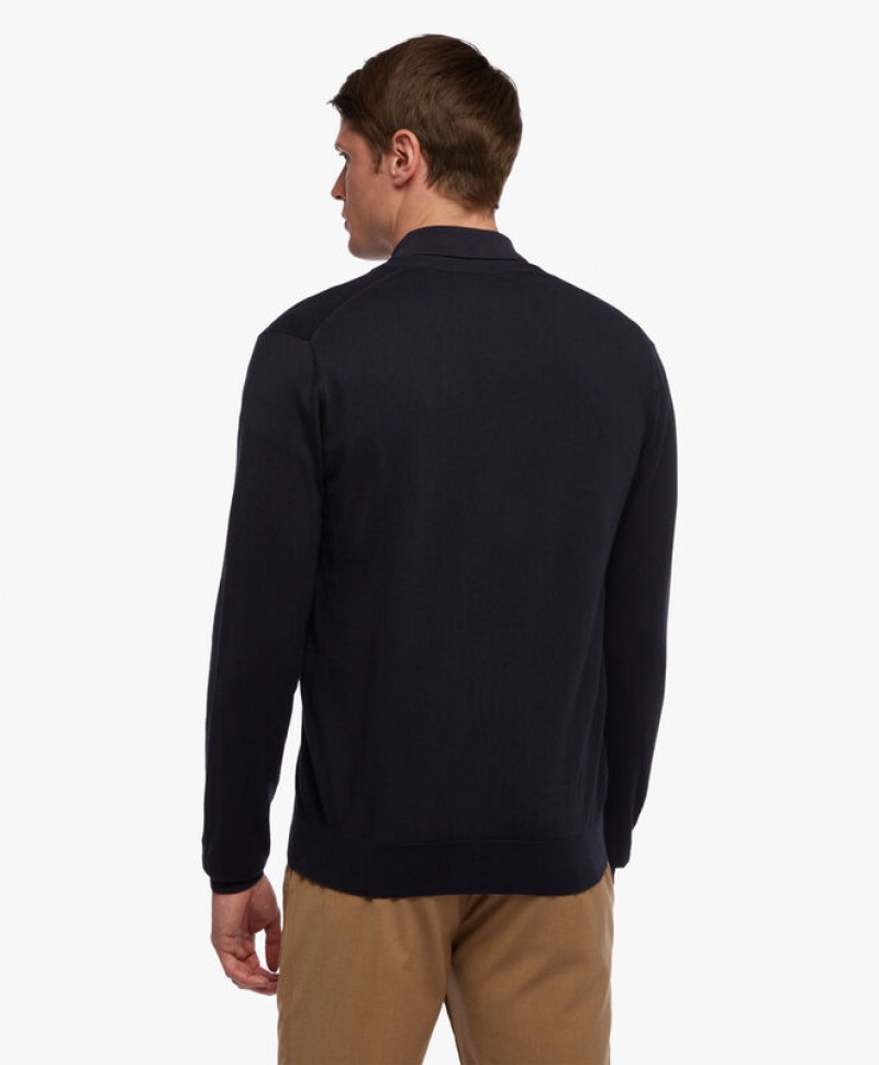 Navy Brooks Brothers Cotton and Cashmere Men Cardigan | JLK-174603