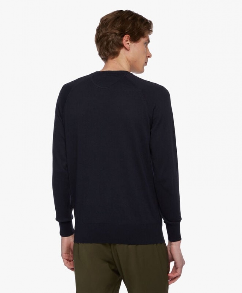 Navy Brooks Brothers Cotton and Cashmere Men Sweatshirts | VAJ-938172