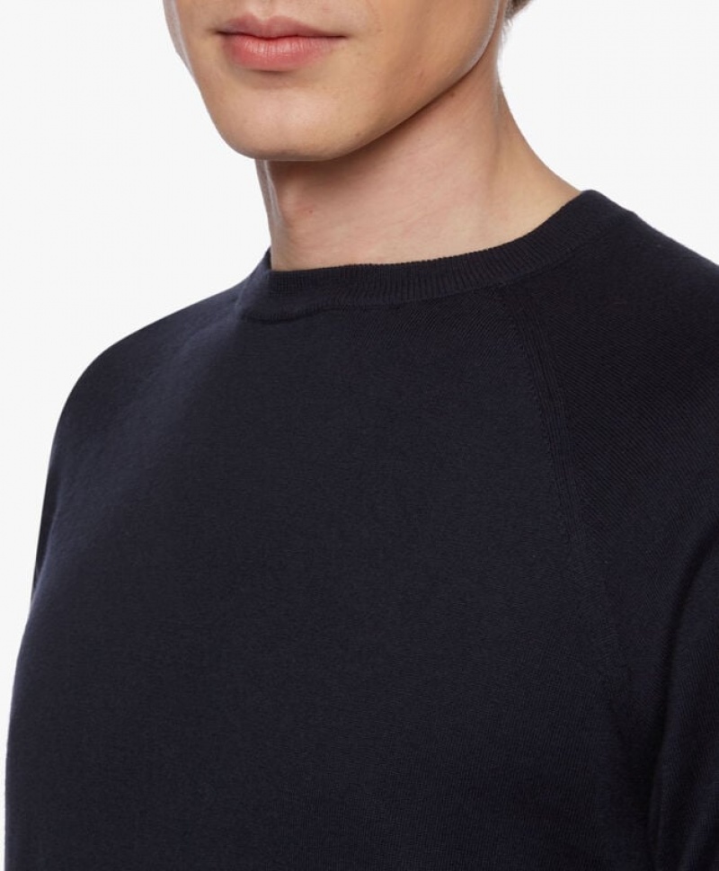 Navy Brooks Brothers Cotton and Cashmere Men Sweatshirts | VAJ-938172