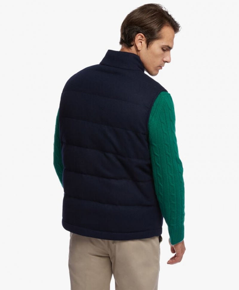 Navy Brooks Brothers Down-fill Men Vest | SKQ-287604