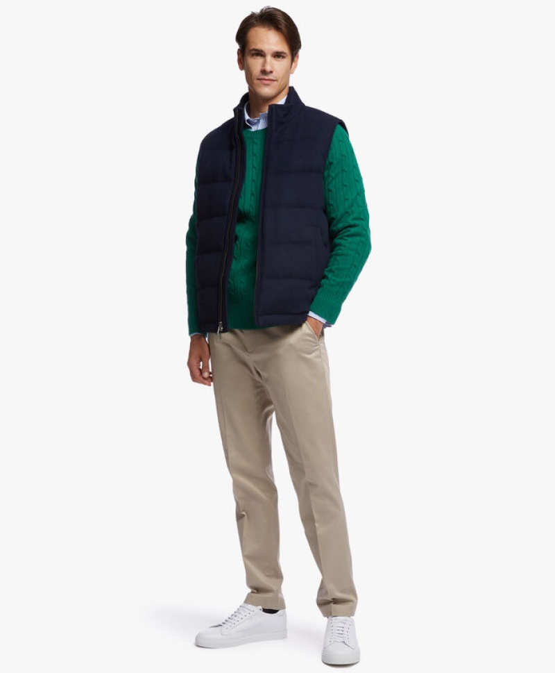 Navy Brooks Brothers Down-fill Men Vest | SKQ-287604