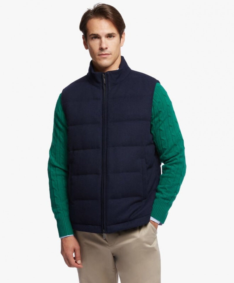 Navy Brooks Brothers Down-fill Men Vest | SKQ-287604