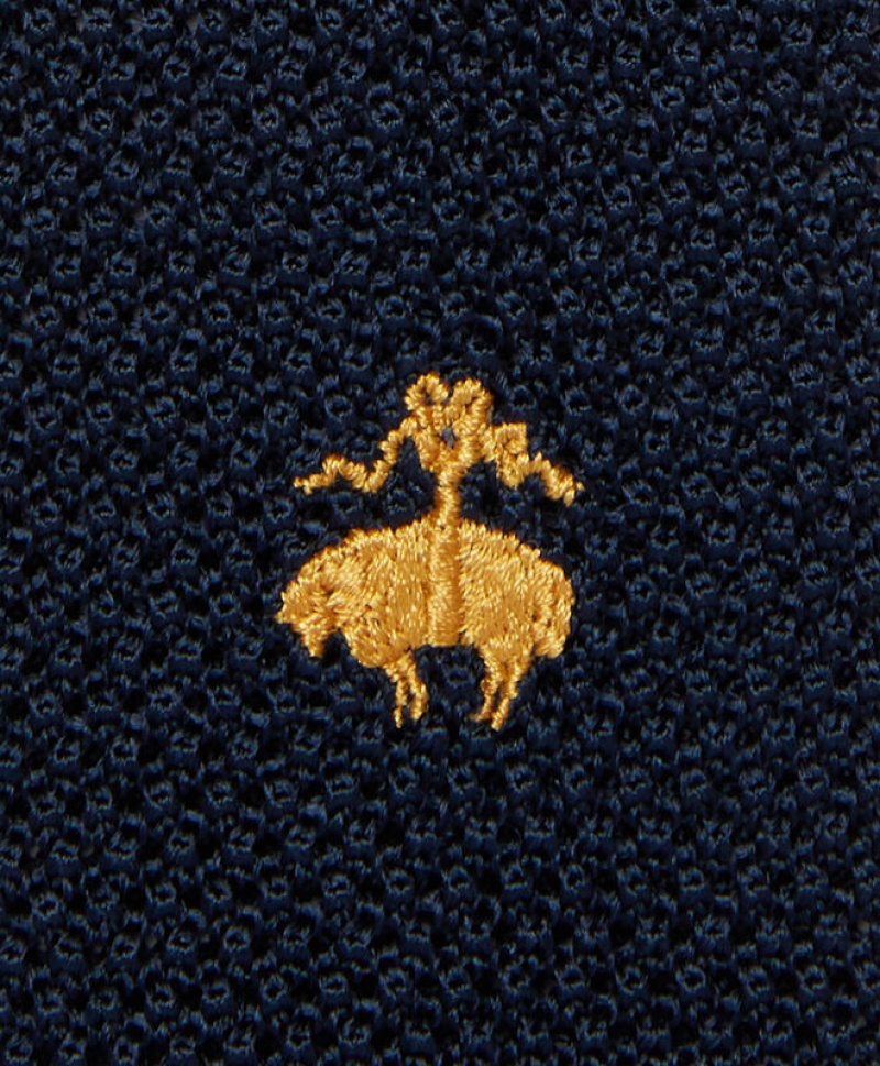 Navy Brooks Brothers Knitted with Logo Men Ties | YMG-714038