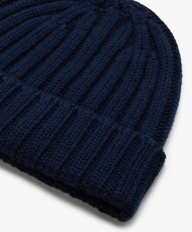 Navy Brooks Brothers Merino Wool Men Beanie | KJC-387059