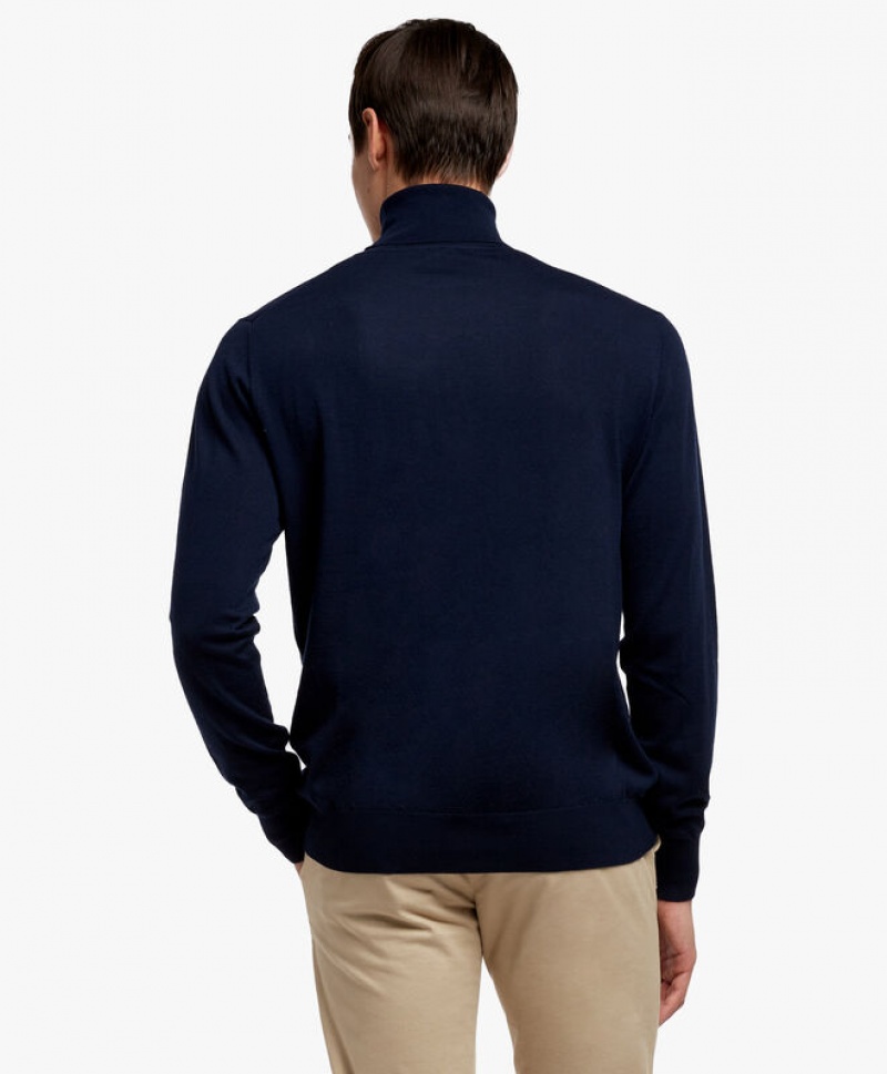 Navy Brooks Brothers Merino Wool Turtle Neck Men Sweaters | NWH-074213