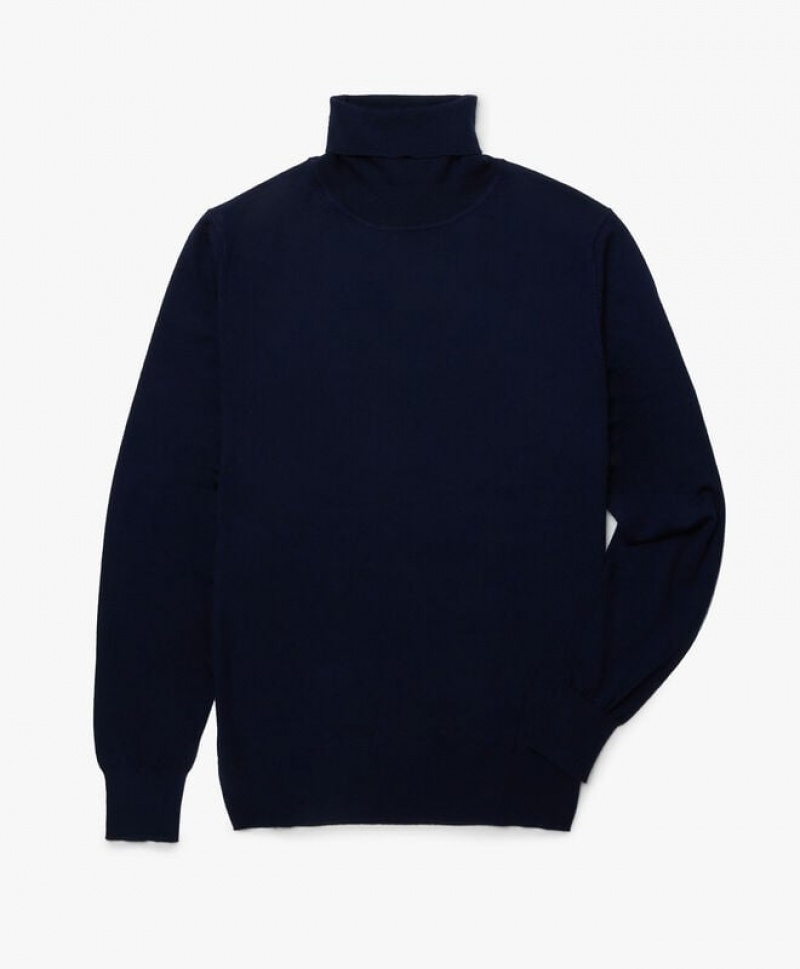 Navy Brooks Brothers Merino Wool Turtle Neck Men Sweaters | NWH-074213