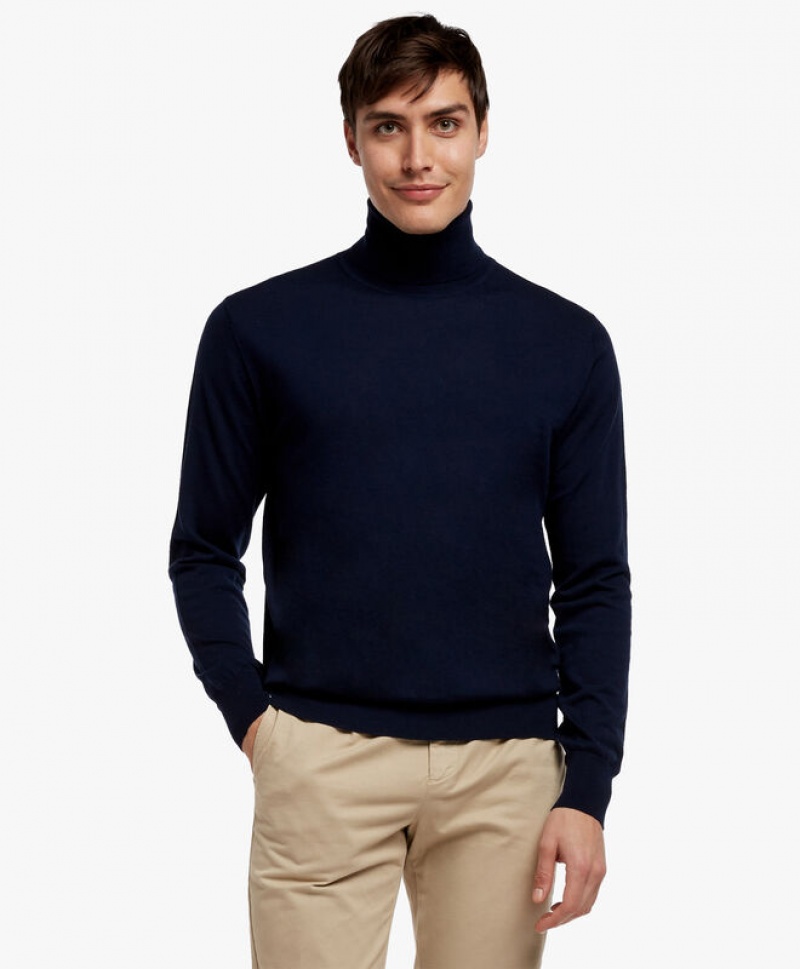 Navy Brooks Brothers Merino Wool Turtle Neck Men Sweaters | NWH-074213