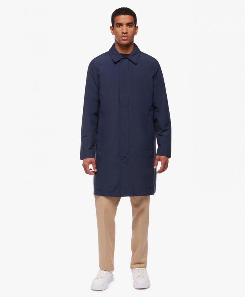 Navy Brooks Brothers Ripstop Water Resistent Trench Men Coats | IKD-965403