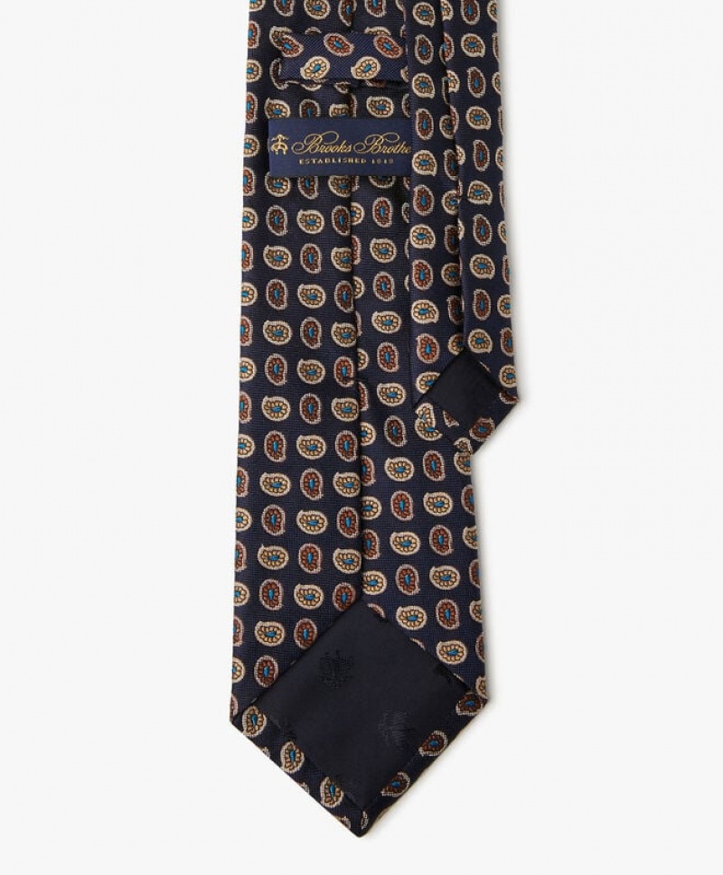 Navy Brooks Brothers Silk Paisley Men Ties | BLI-468053