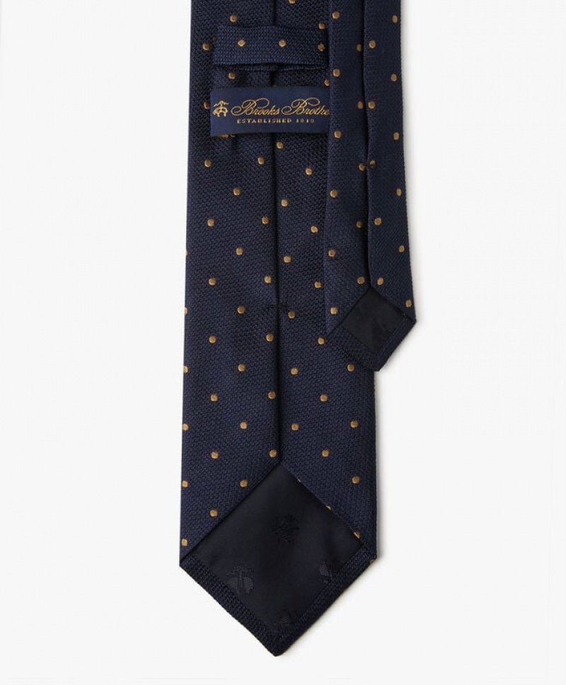 Navy Brooks Brothers Silk Polka Dot Men Ties | KCL-128069