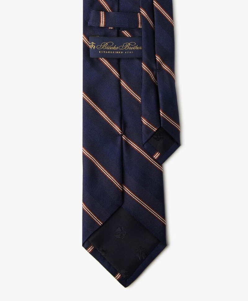 Navy Brooks Brothers Silk Regimental Men Ties | KDO-602418