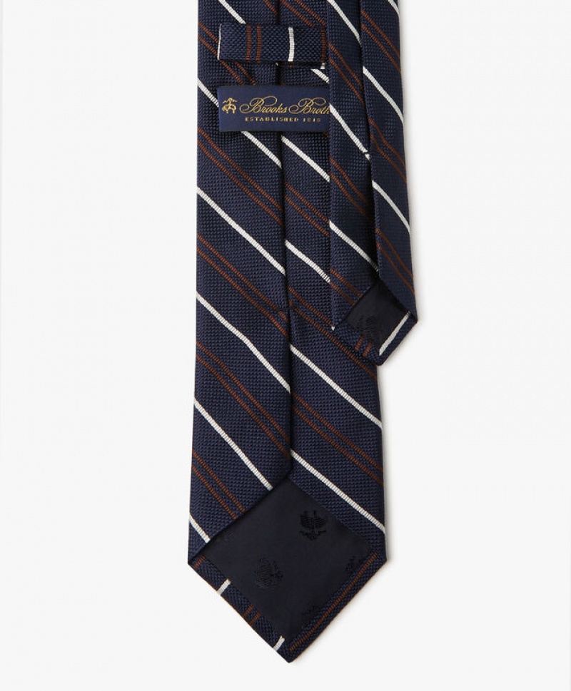 Navy Brooks Brothers Silk Regimental Men Ties | JHO-915207