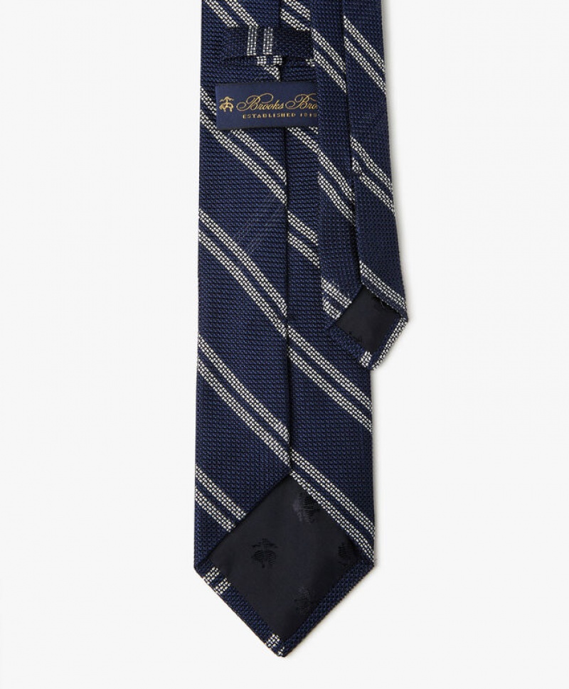 Navy Brooks Brothers Silk Regimental Men Ties | UOF-015834