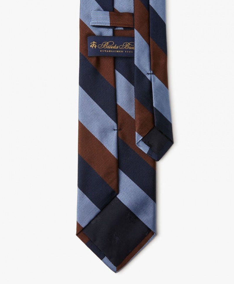 Navy Brooks Brothers Silk Regimental Men Ties | WUP-728503