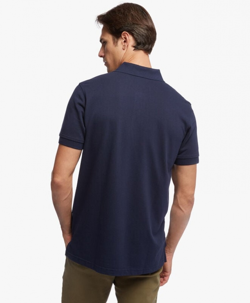 Navy Brooks Brothers Slim-fit Sleeves Pique Men Polo | PBR-207834