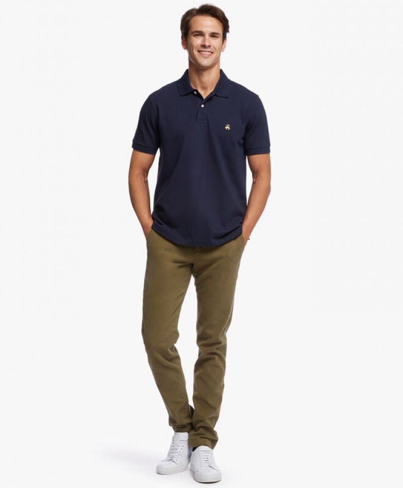 Navy Brooks Brothers Slim-fit Sleeves Pique Men Polo | PBR-207834