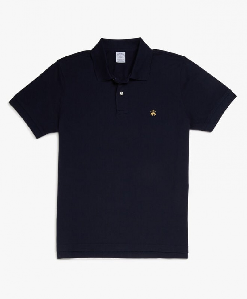 Navy Brooks Brothers Slim-fit Sleeves Pique Men Polo | PBR-207834