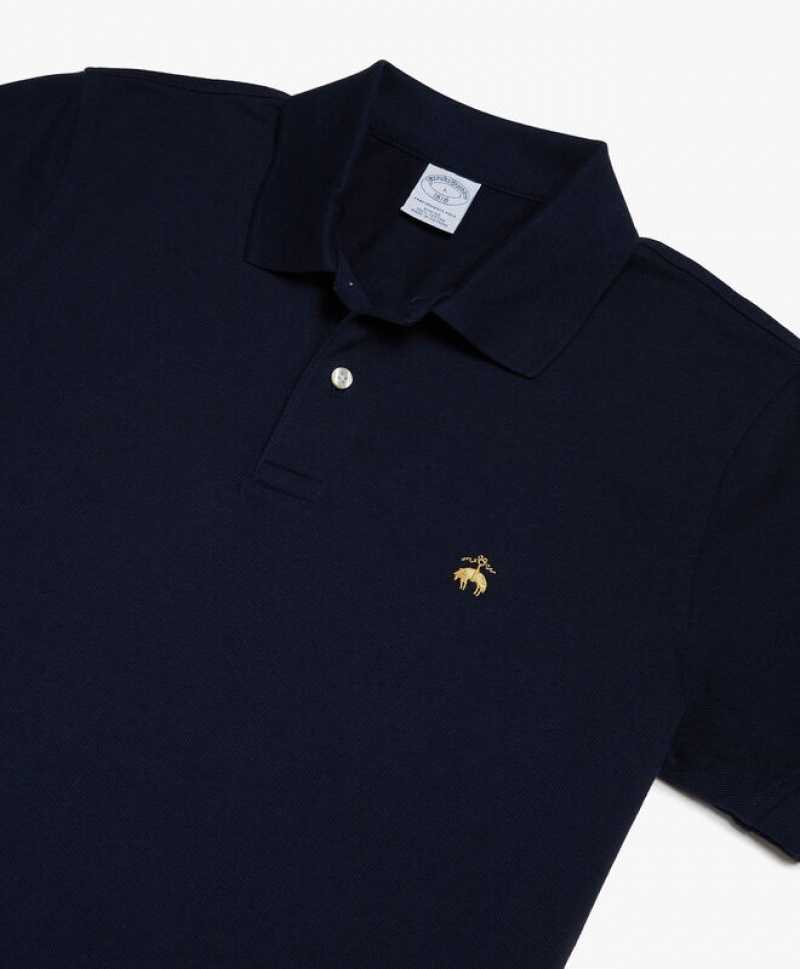 Navy Brooks Brothers Slim-fit Sleeves Pique Men Polo | PBR-207834