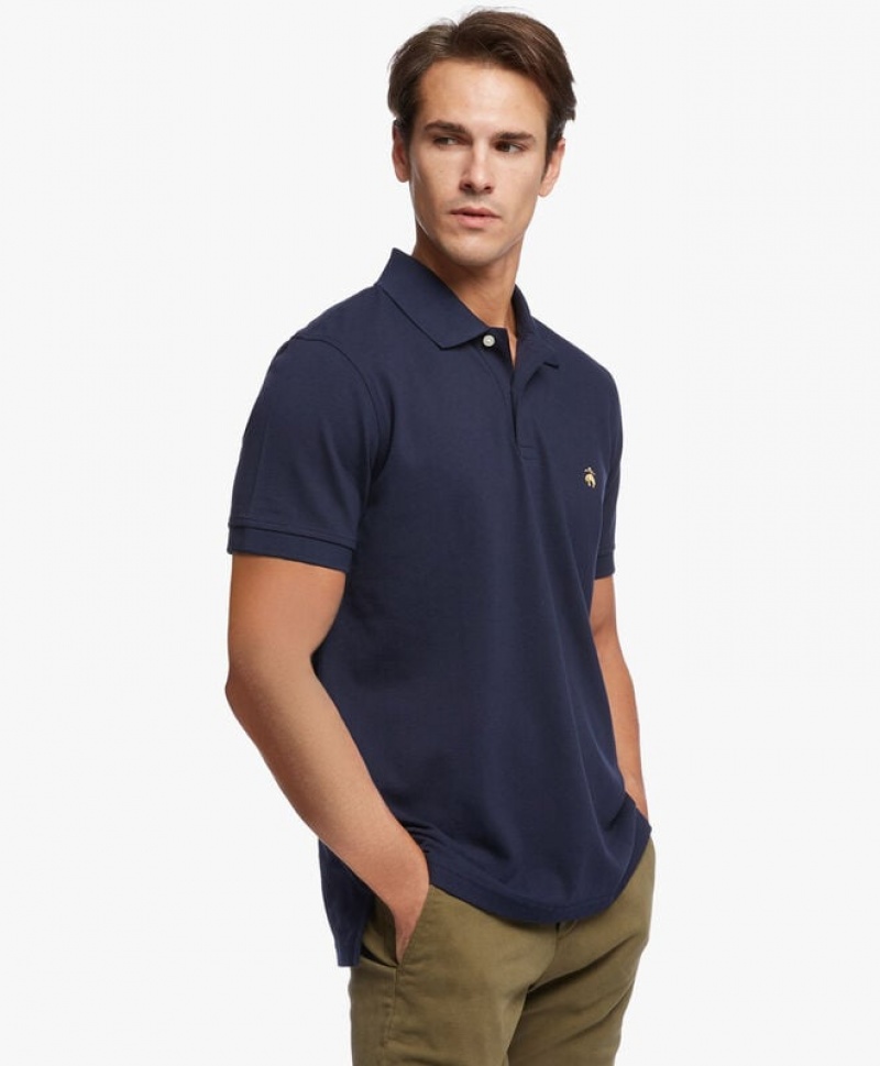 Navy Brooks Brothers Slim-fit Sleeves Pique Men Polo | PBR-207834