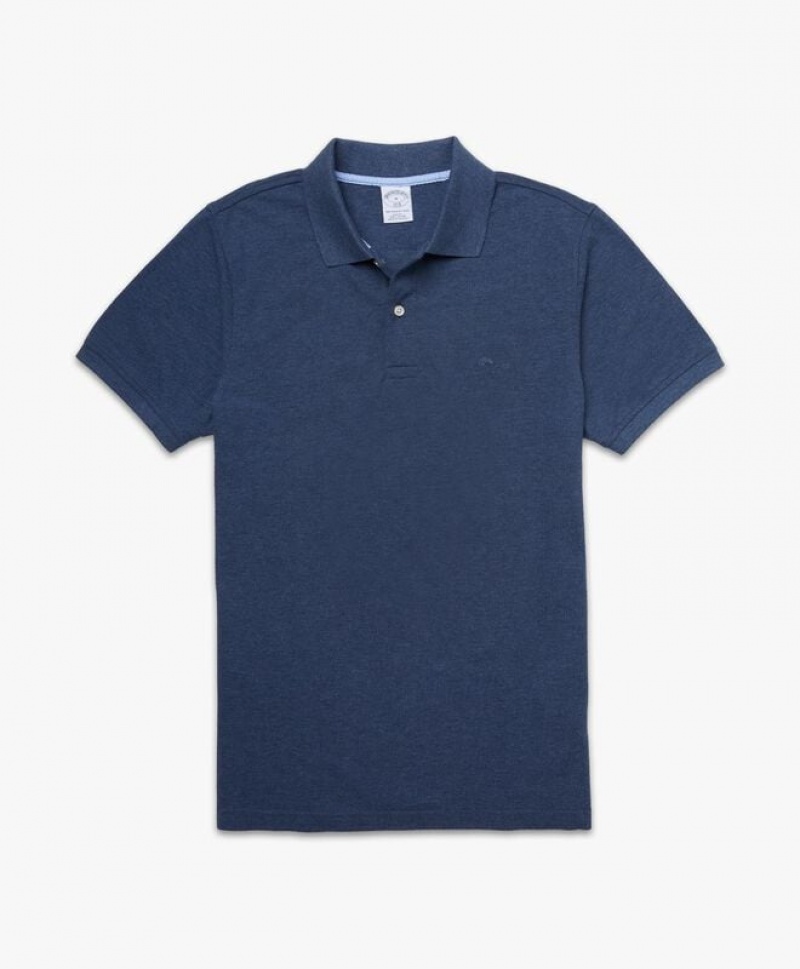 Navy Brooks Brothers Slim-fit Sleeves Pique Men Polo | XEI-608573