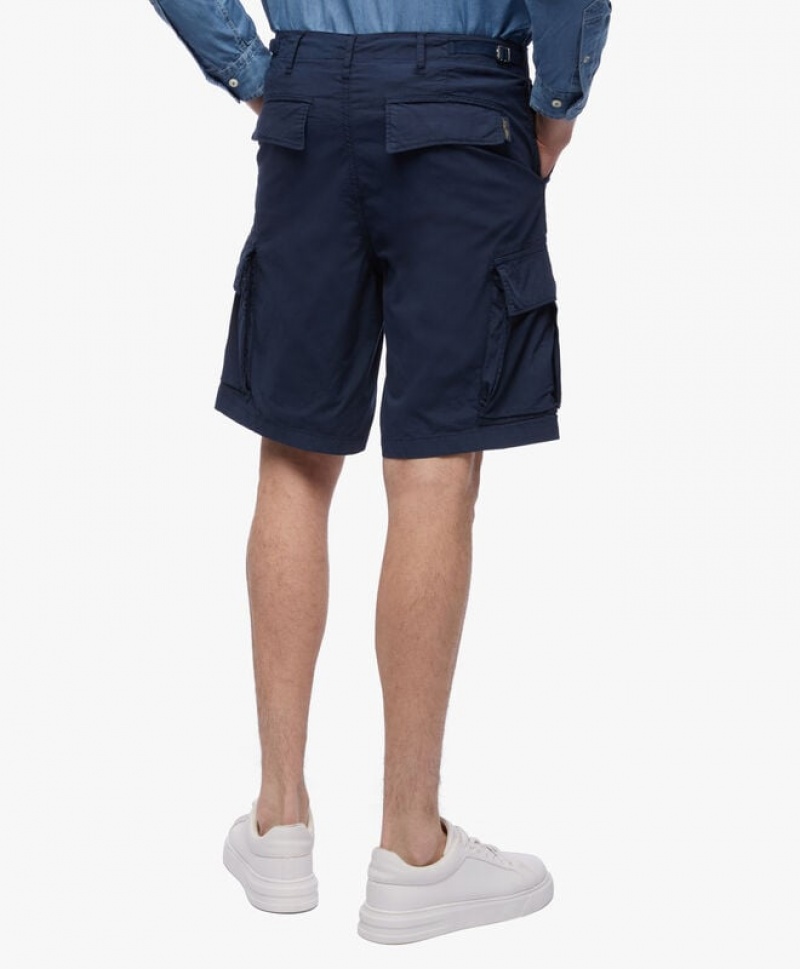 Navy Brooks Brothers Stretch Cotton Cargos Men Shorts | WZV-274350