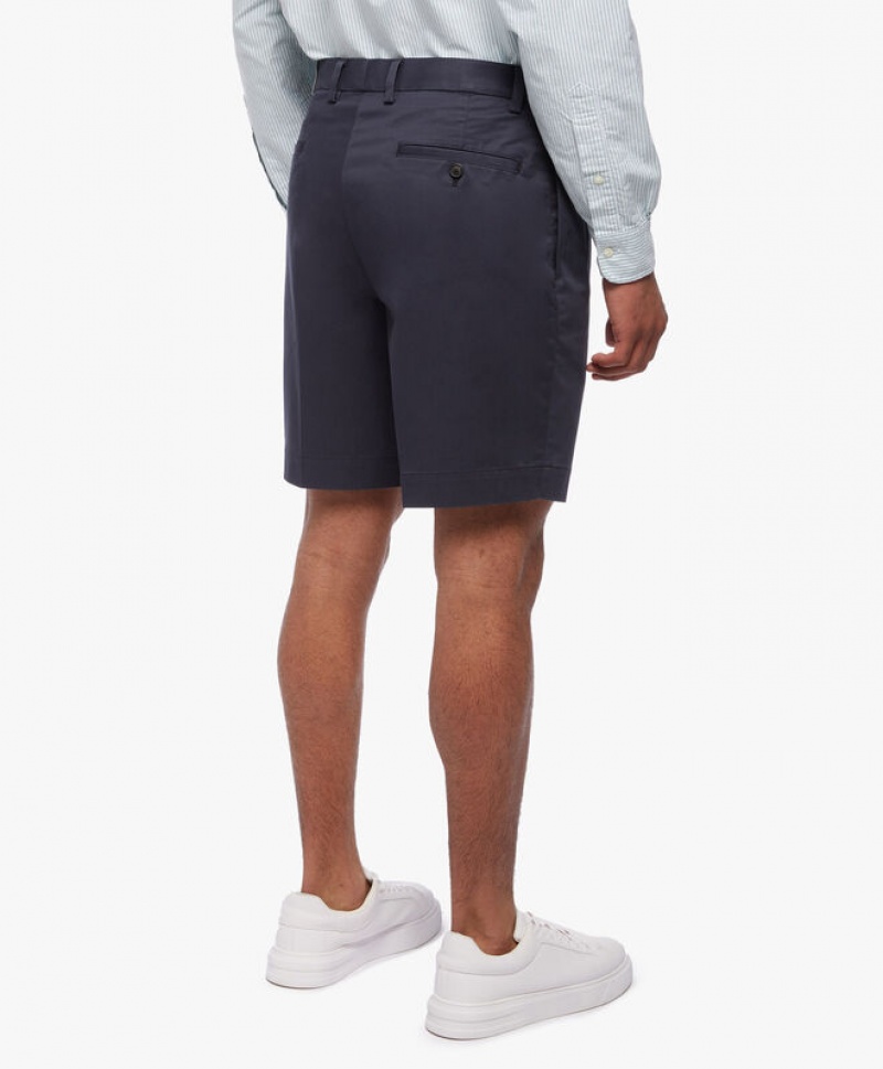 Navy Brooks Brothers Stretch Pleat Front Men Shorts | XEK-845963