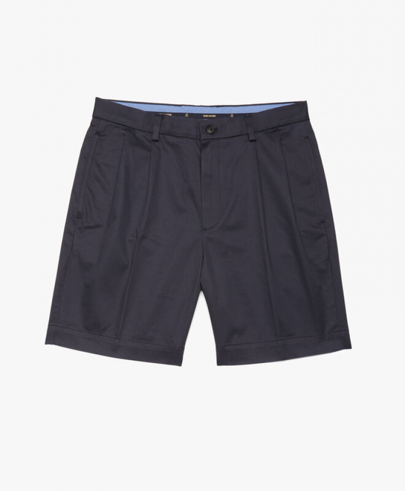 Navy Brooks Brothers Stretch Pleat Front Men Shorts | XEK-845963