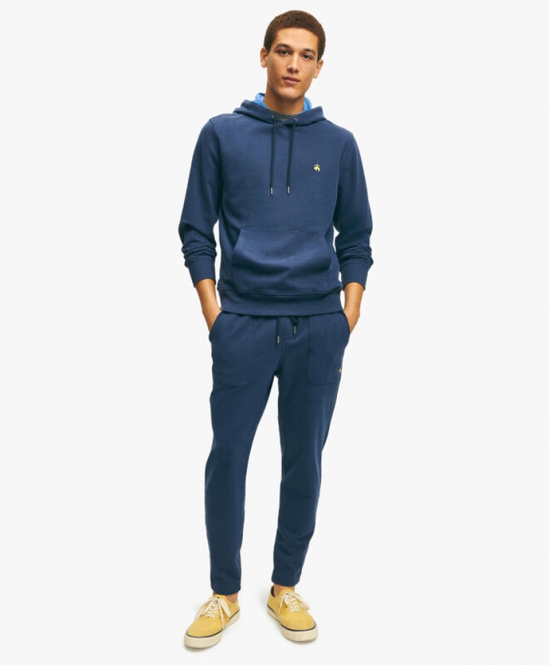 Navy Brooks Brothers Stretch Sueded Cotton Jersey Men Sweatpants | FAK-042986